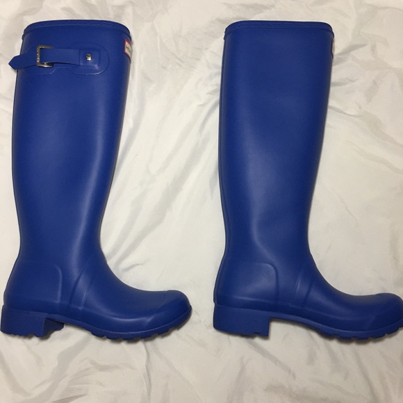 Hunter Blue Tall High Rain Boots - Picture 9 of 14